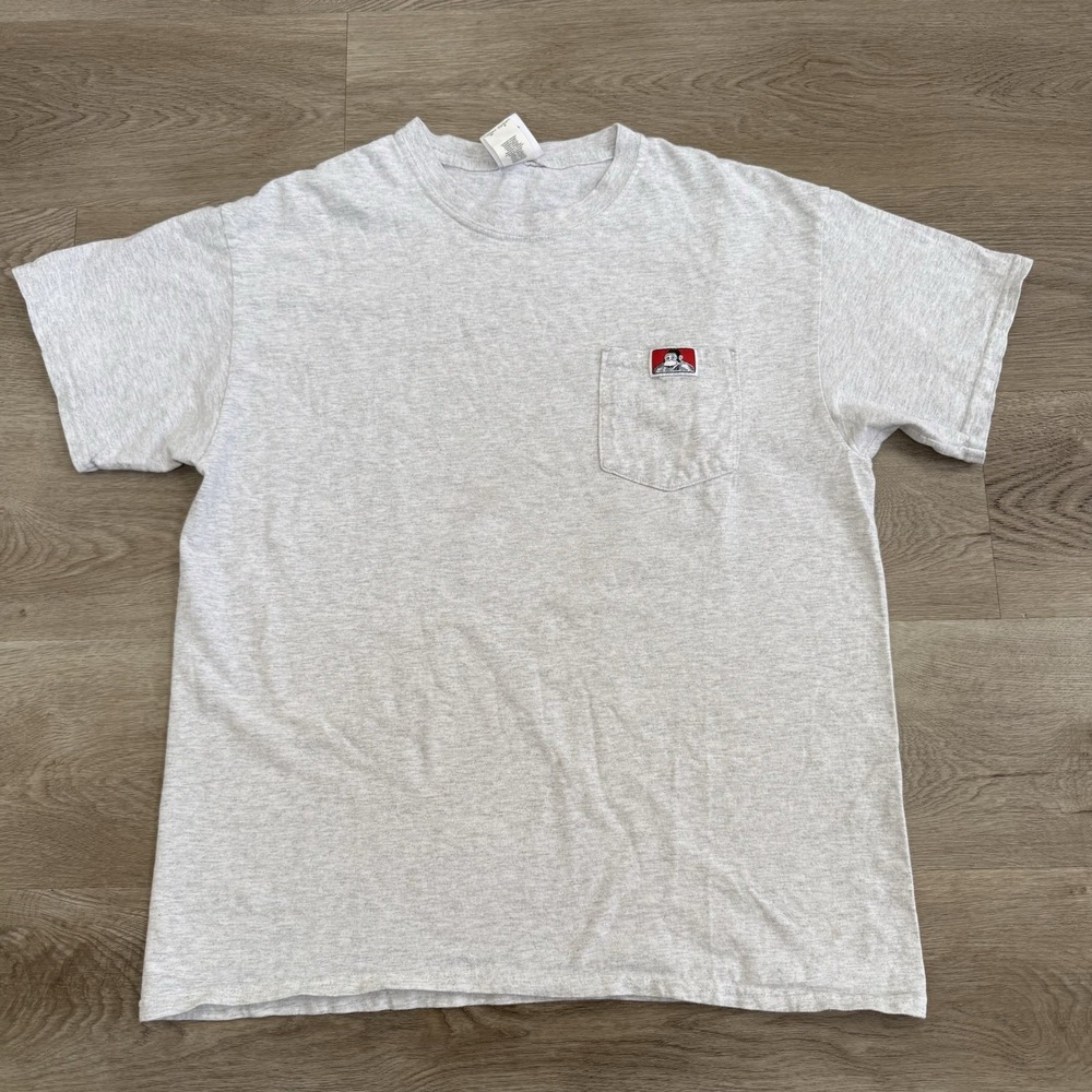 VTG Y2k Ben Davis Heather Gray Heavy Cotton Skate Work Pocket T Shirt Mens L